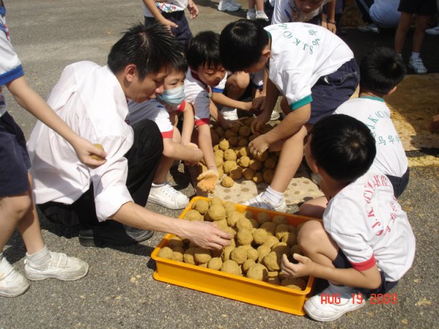 10Murid-murid SJK(C) Mah Hua, Kg Selamat membuat mud ball pada 25-8-2009